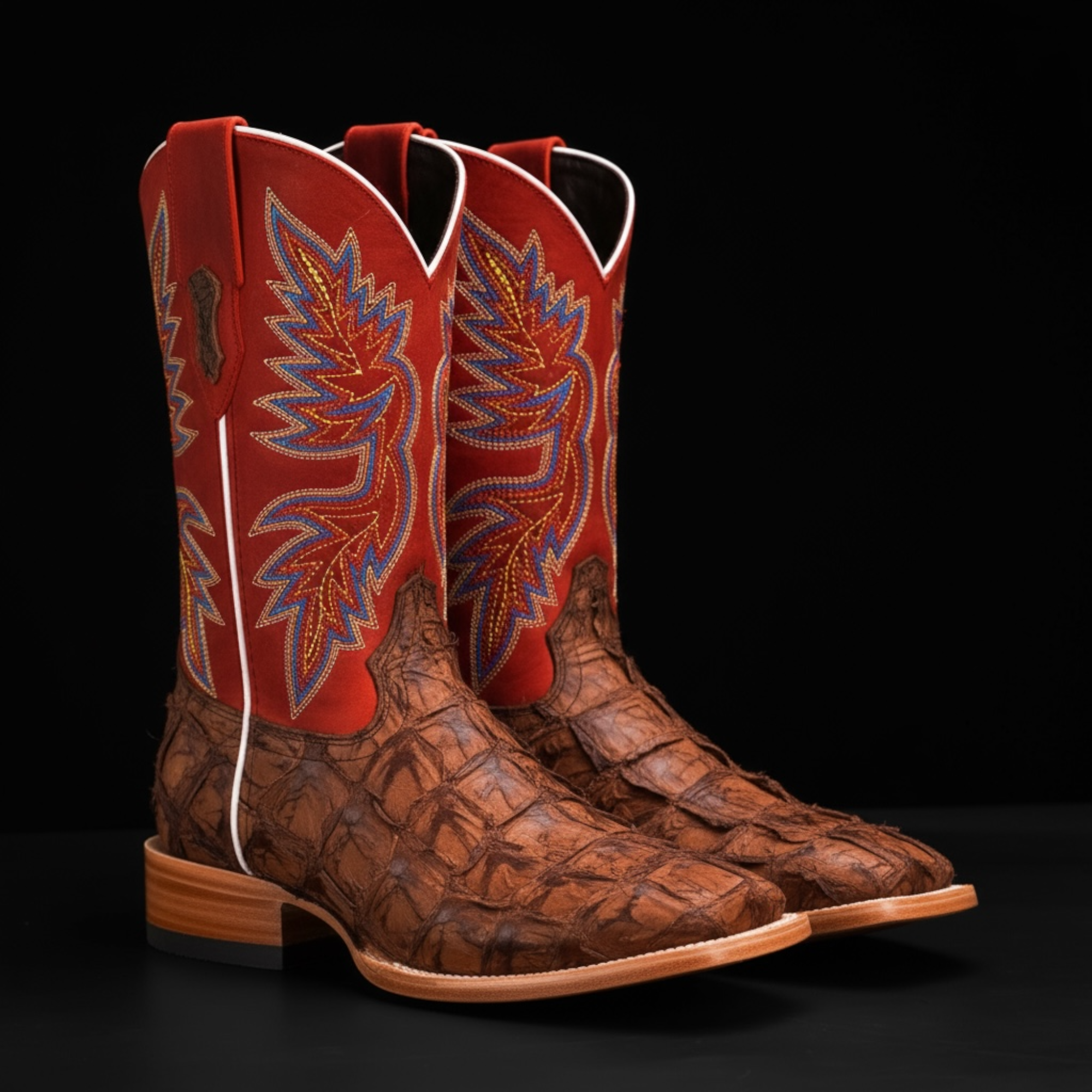 AUTHENTIC Brown Pirarucu – Square Toe