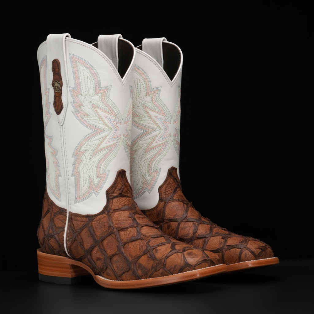 AUTHENTIC Brown Pirarucu – Square Toe