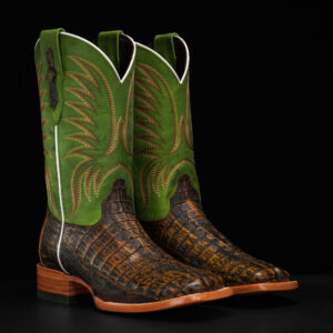 AUTHENTIC Rustic Sand Caiman Tail – Square Toe