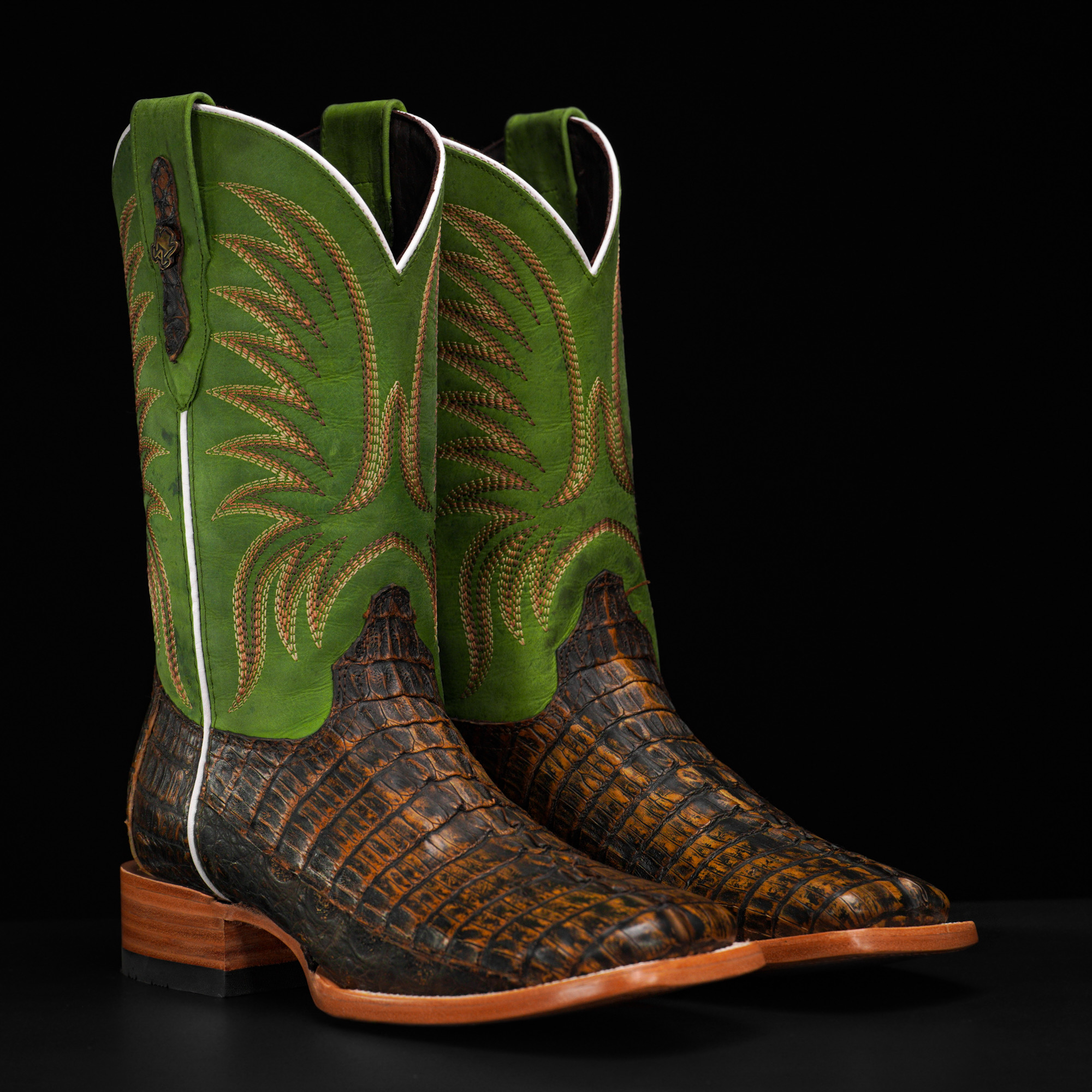 AUTHENTIC Rustic Sand Caiman Tail – Square Toe