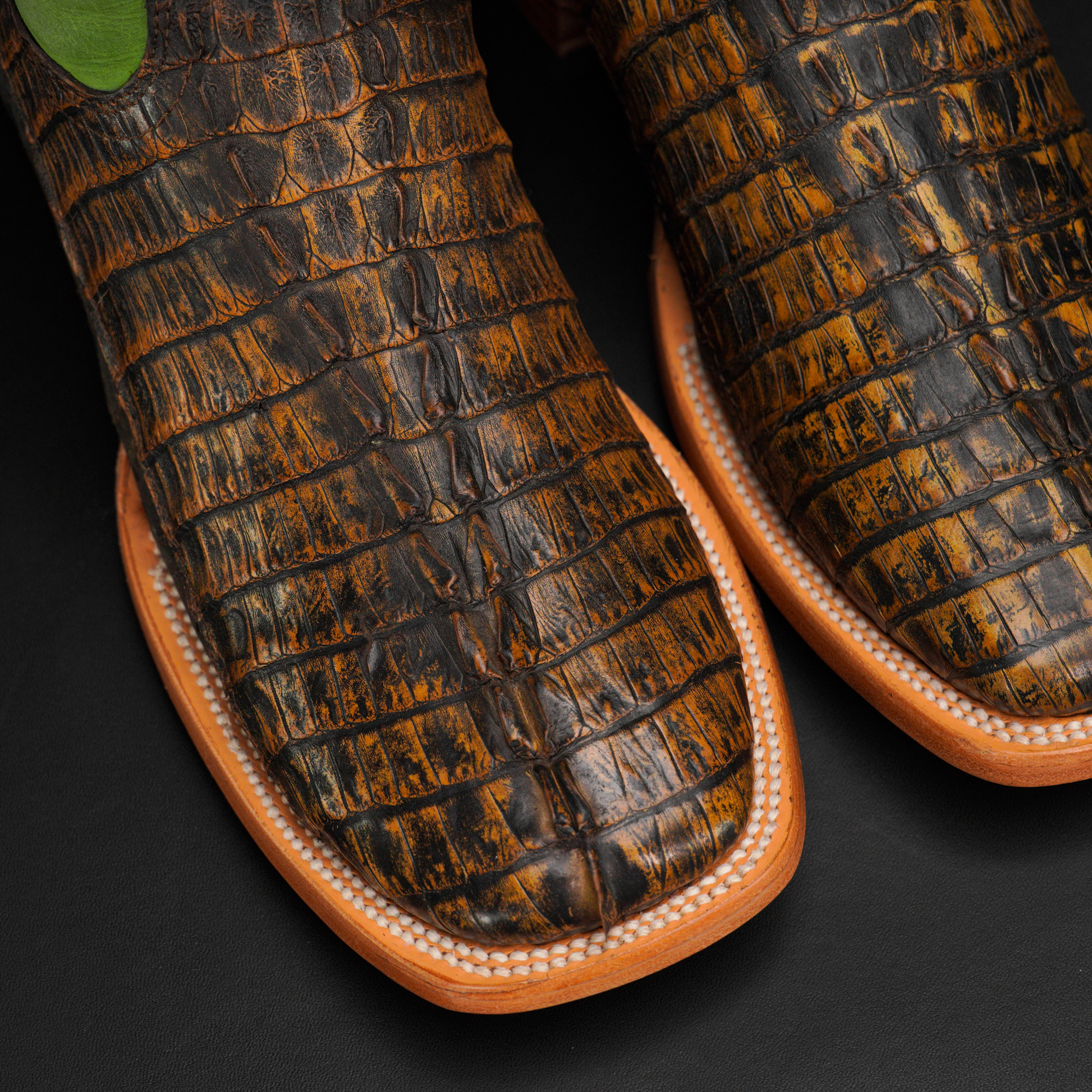 AUTHENTIC Rustic Sand Caiman Tail – Square Toe - Image 3