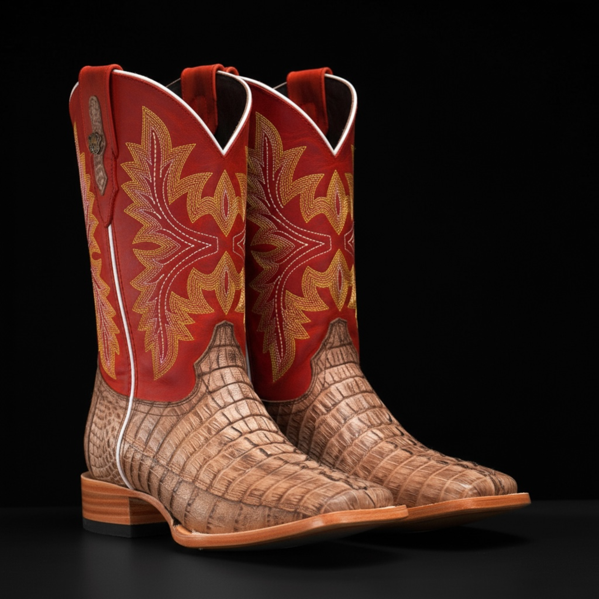 AUTHENTIC Mink Caiman Tail – Square Toe