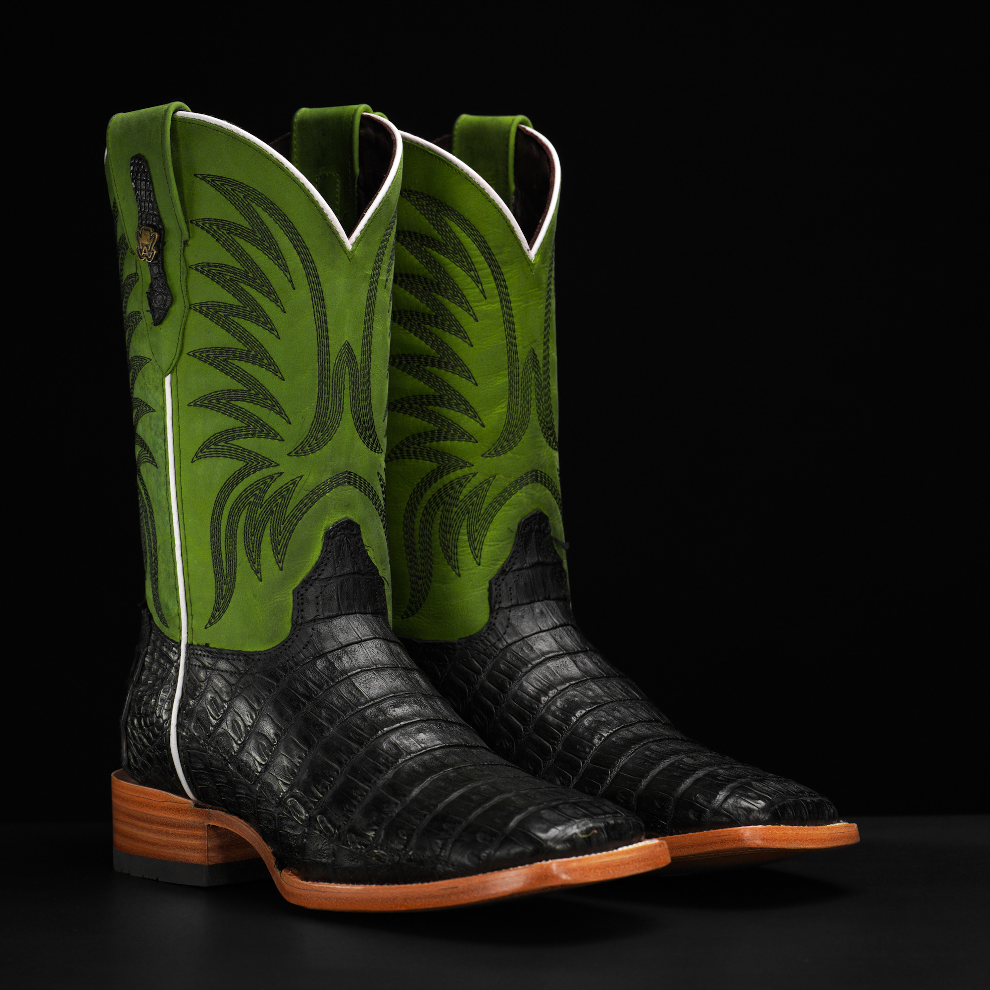 AUTHENTIC Black Caiman Belly – Square Toe