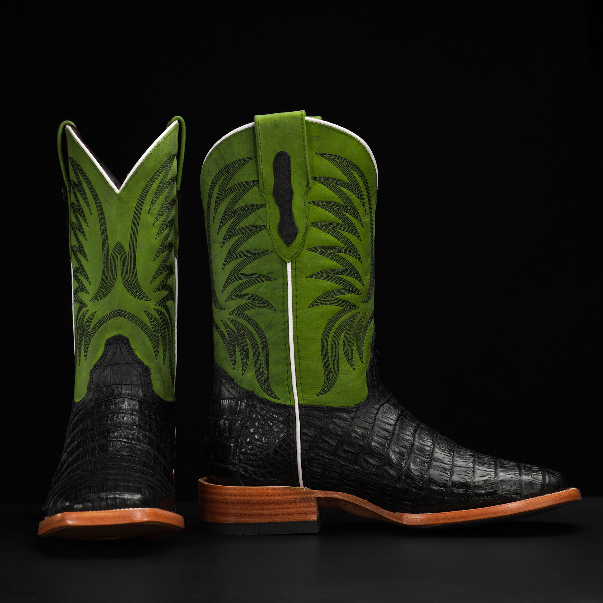 AUTHENTIC Black Caiman Belly – Square Toe - Image 2