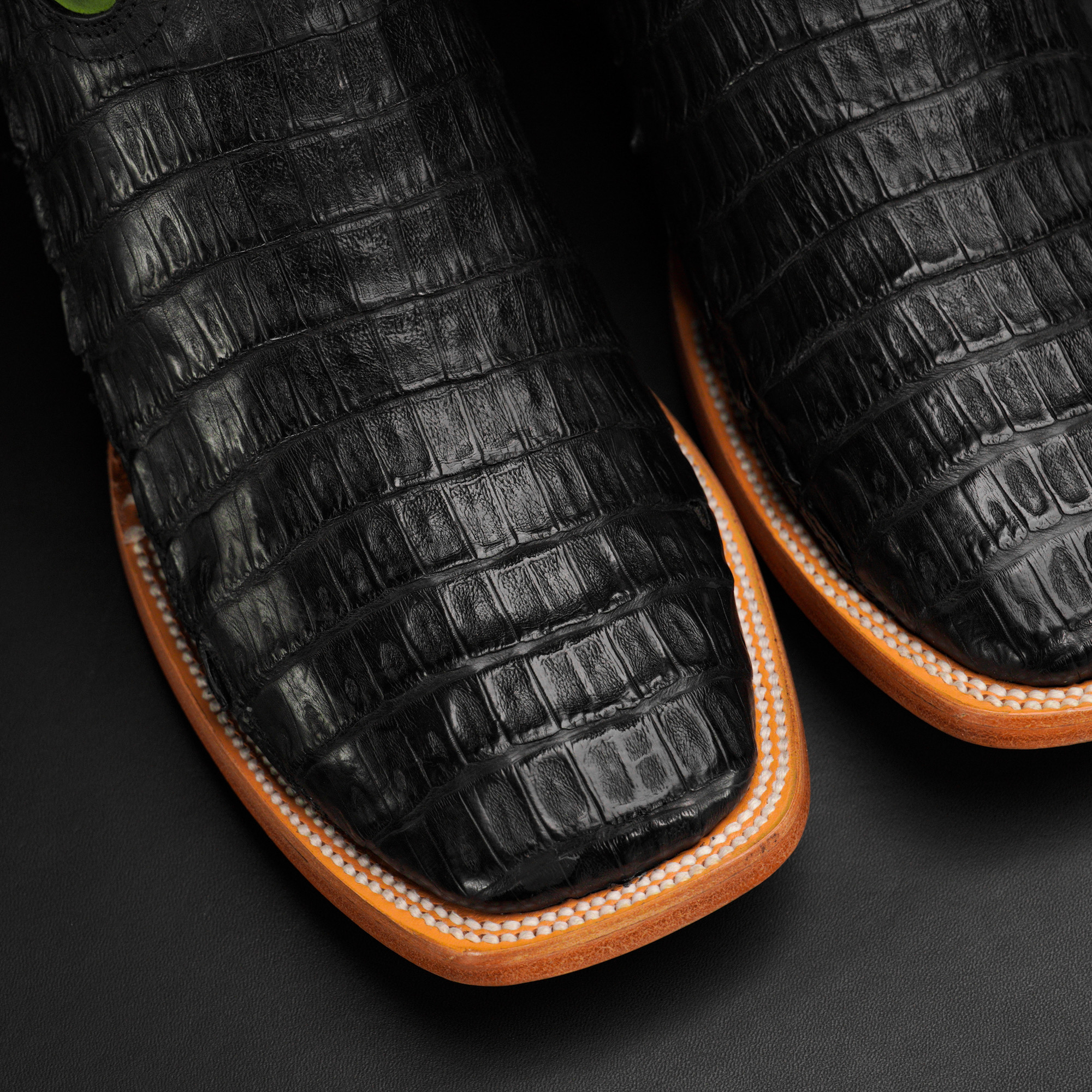 AUTHENTIC Black Caiman Belly – Square Toe - Image 3
