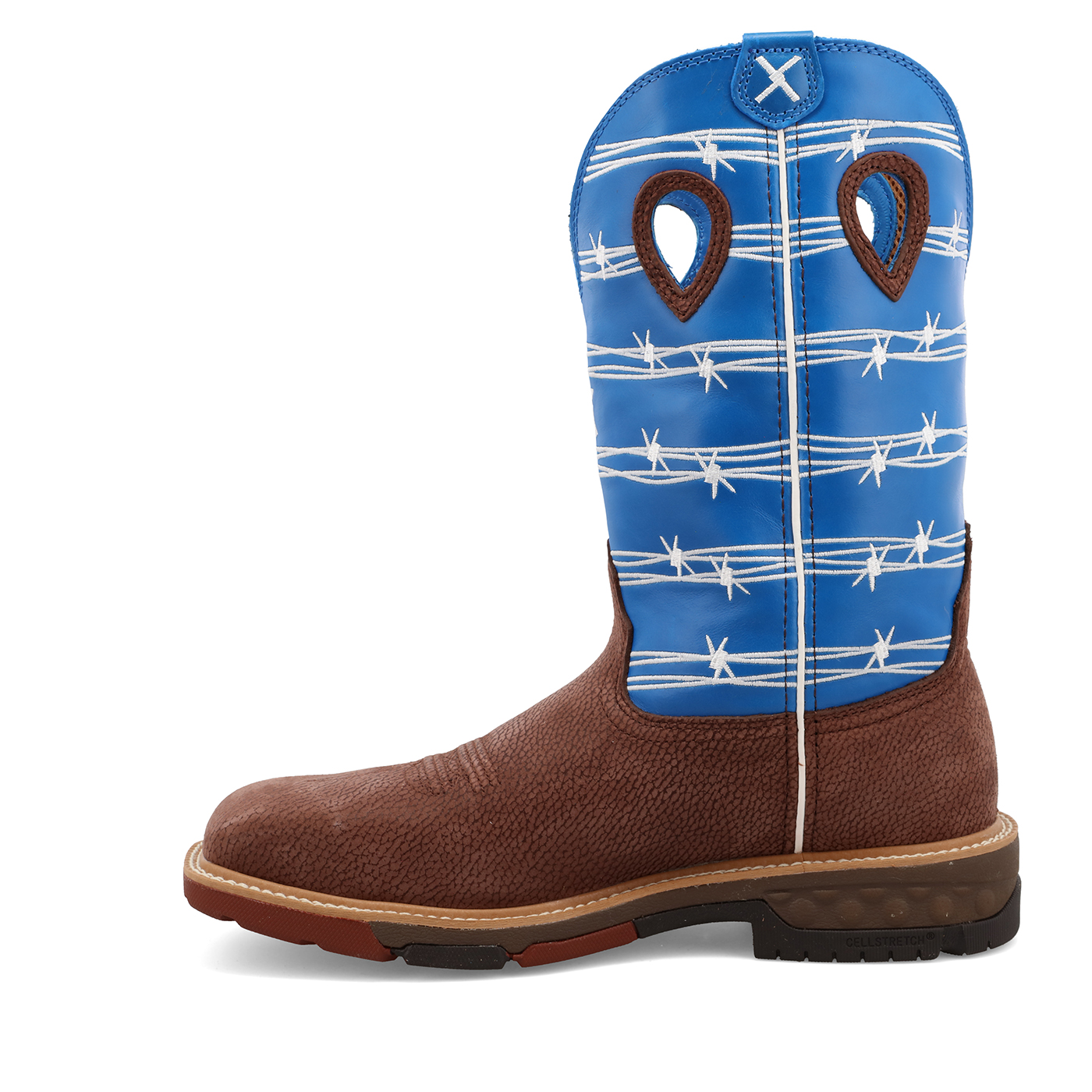Twisted X Western Work Boot Burgundy & Sky Blue - Square Toe (Steel Toe) - Image 2