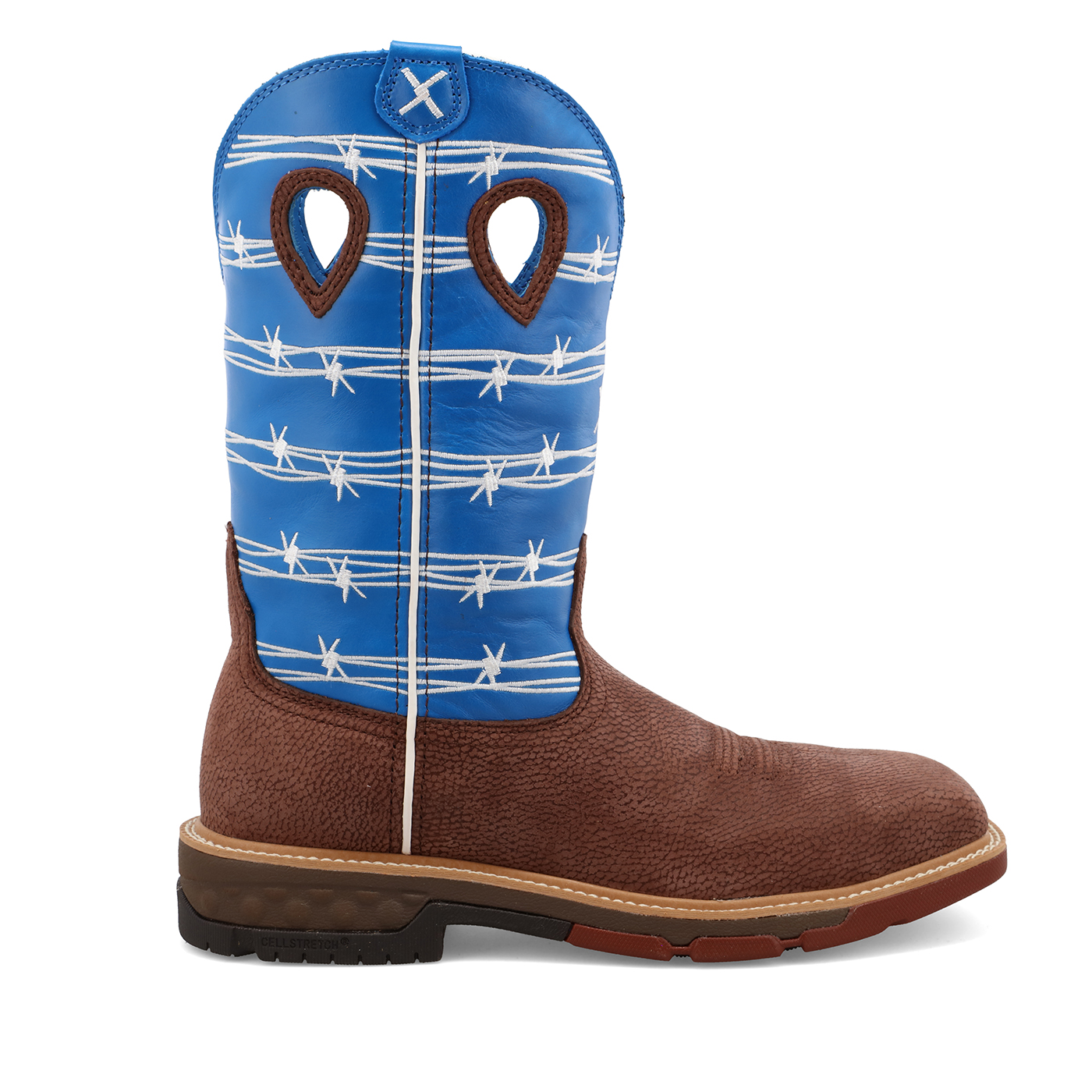 Twisted X Western Work Boot Burgundy & Sky Blue - Square Toe (Steel Toe) - Image 4