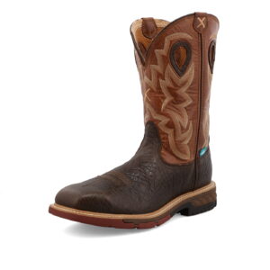 Twisted X Waterproof Western Work Boot Smokey Chocolate & Spice - Square Toe (Steel Toe)
