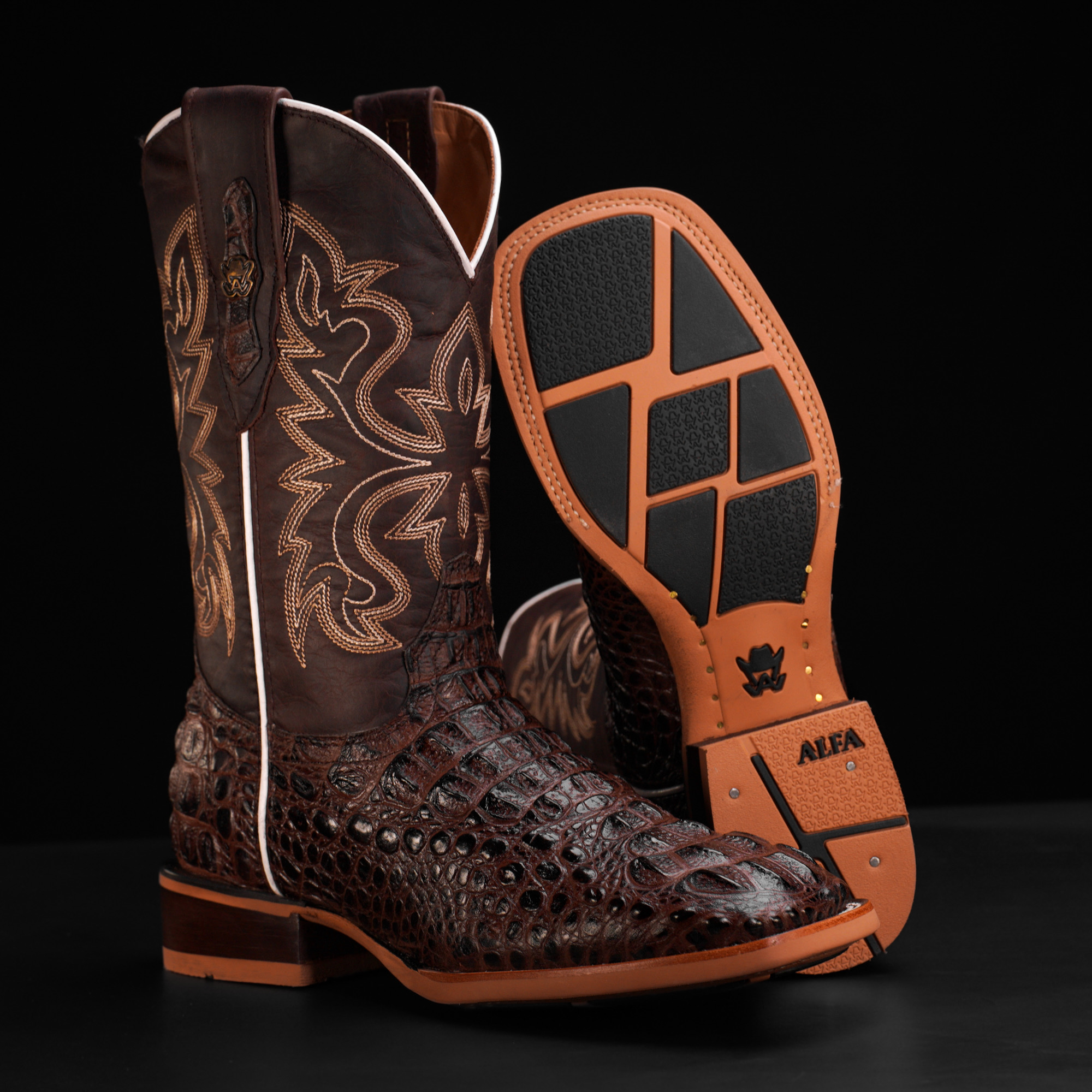 Brown Caiman Neck - Square Toe
