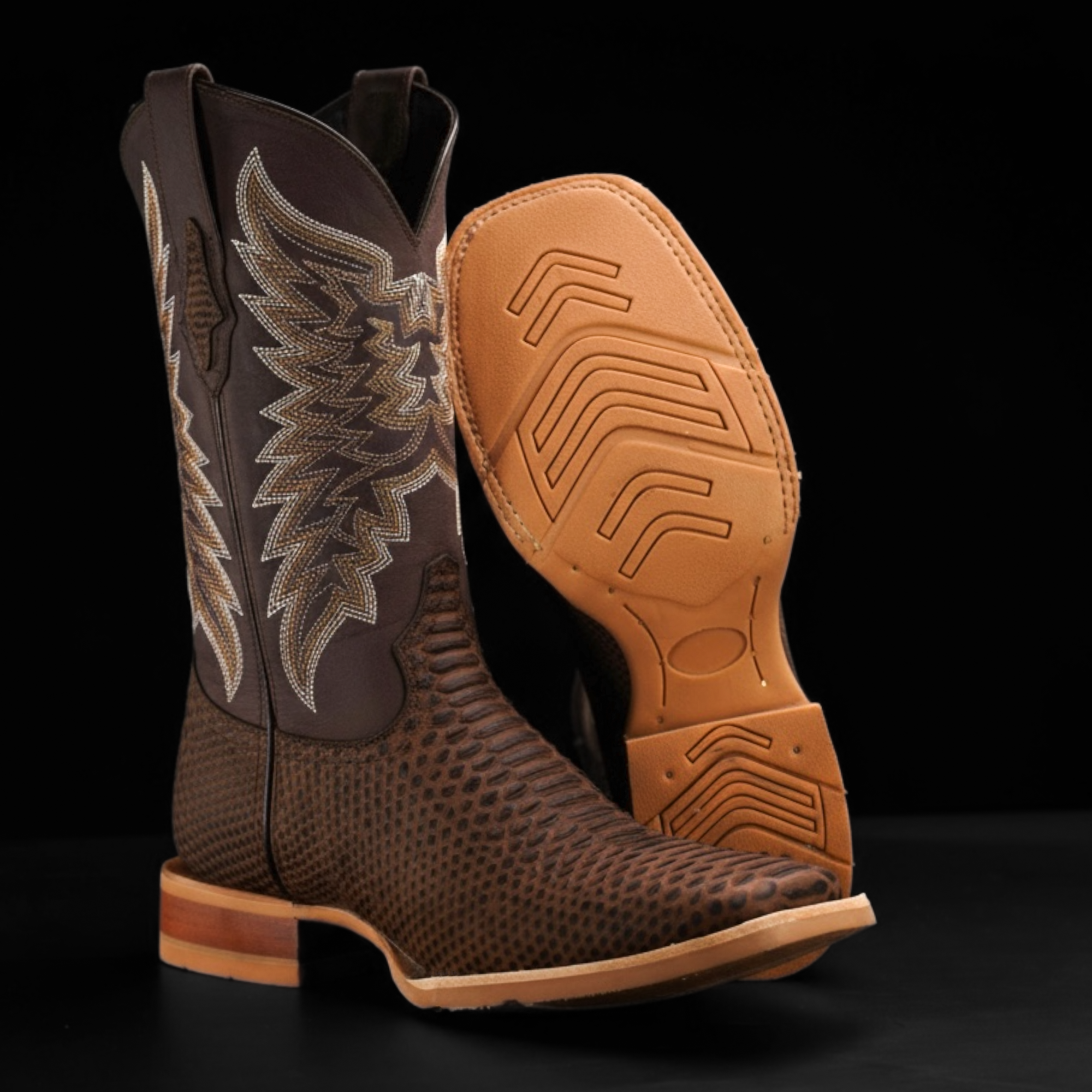 Matte Brown Python - Square Toe