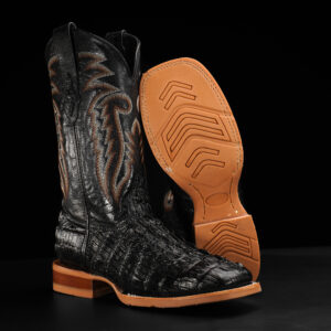 Black Caiman Tail - Square Toe