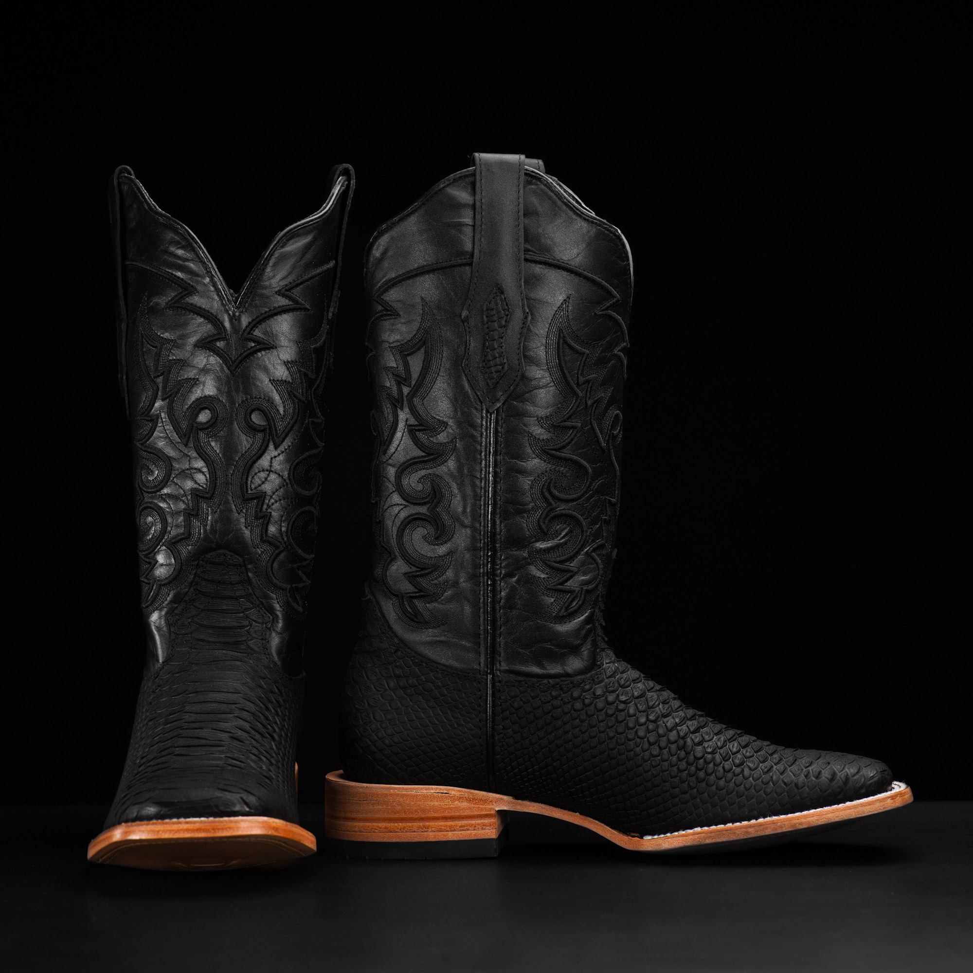 Matte Black Python – Square Toe - Image 2