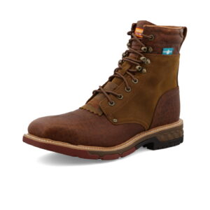 Twisted X Waterproof CellStretch Lacer Distressed Saddle & Cognac - Square Toe (Steel Toe)