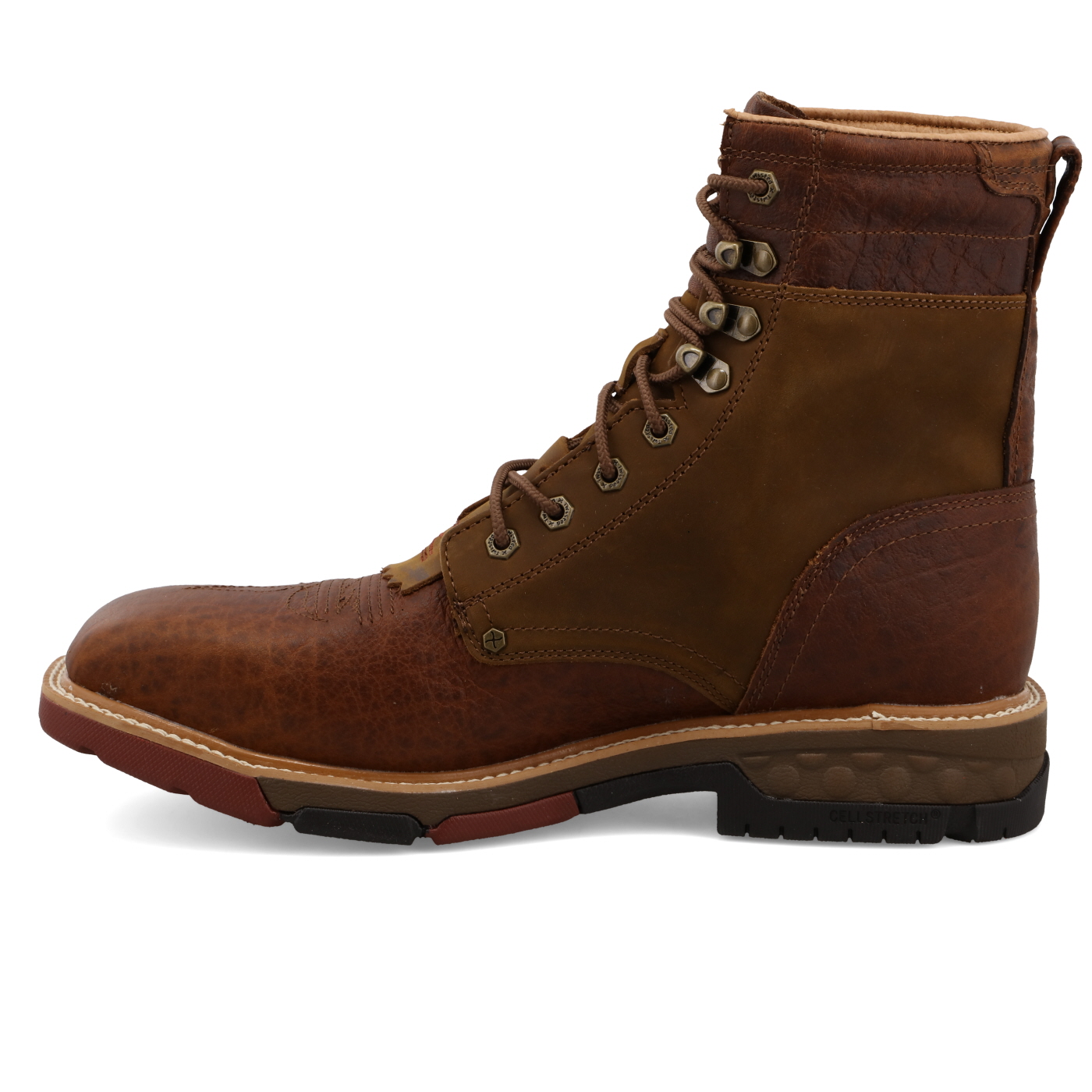 Twisted X Waterproof CellStretch Lacer Distressed Saddle & Cognac - Square Toe (Steel Toe) - Image 2