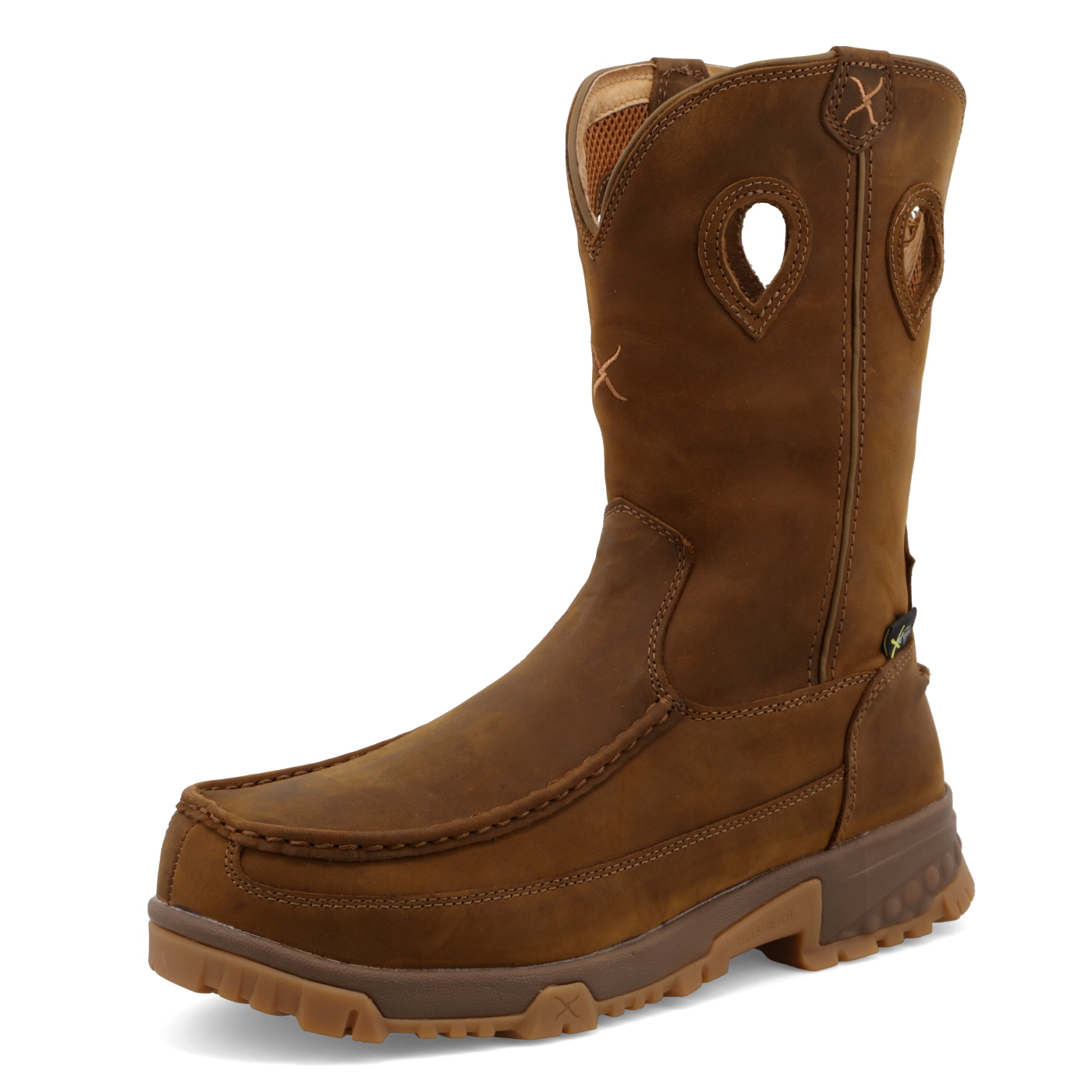 Twisted X Pull On Work Boot Distressed Saddle - Steel Toe