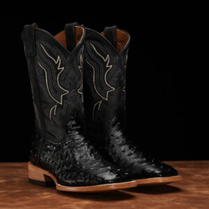 AUTHENTIC Black Ostrich – Square Toe