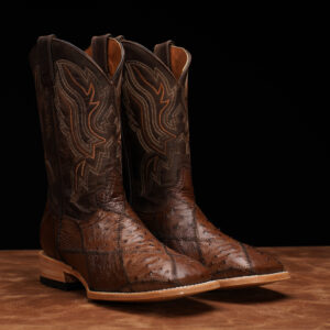 AUTHENTIC Patch Work Brown Ostrich – Square Toe