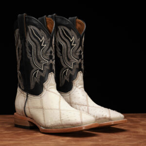 AUTHENTIC Patch Work White Ostrich – Square Toe