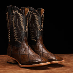 AUTHENTIC Patch Work Brown Ostrich – Square Toe