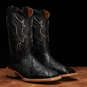 AUTHENTIC Patch Work Black Ostrich – Square Toe