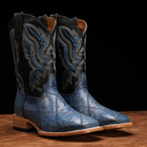 AUTHENTIC Blue Patch Work Ostrich – Square Toe