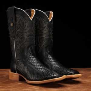 AUTHENTIC Black Python – Square Toe