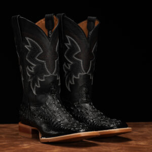 Black Caiman Neck - Square Toe