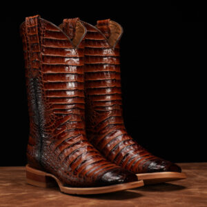 Full Cognac Caiman Belly - Square Toe