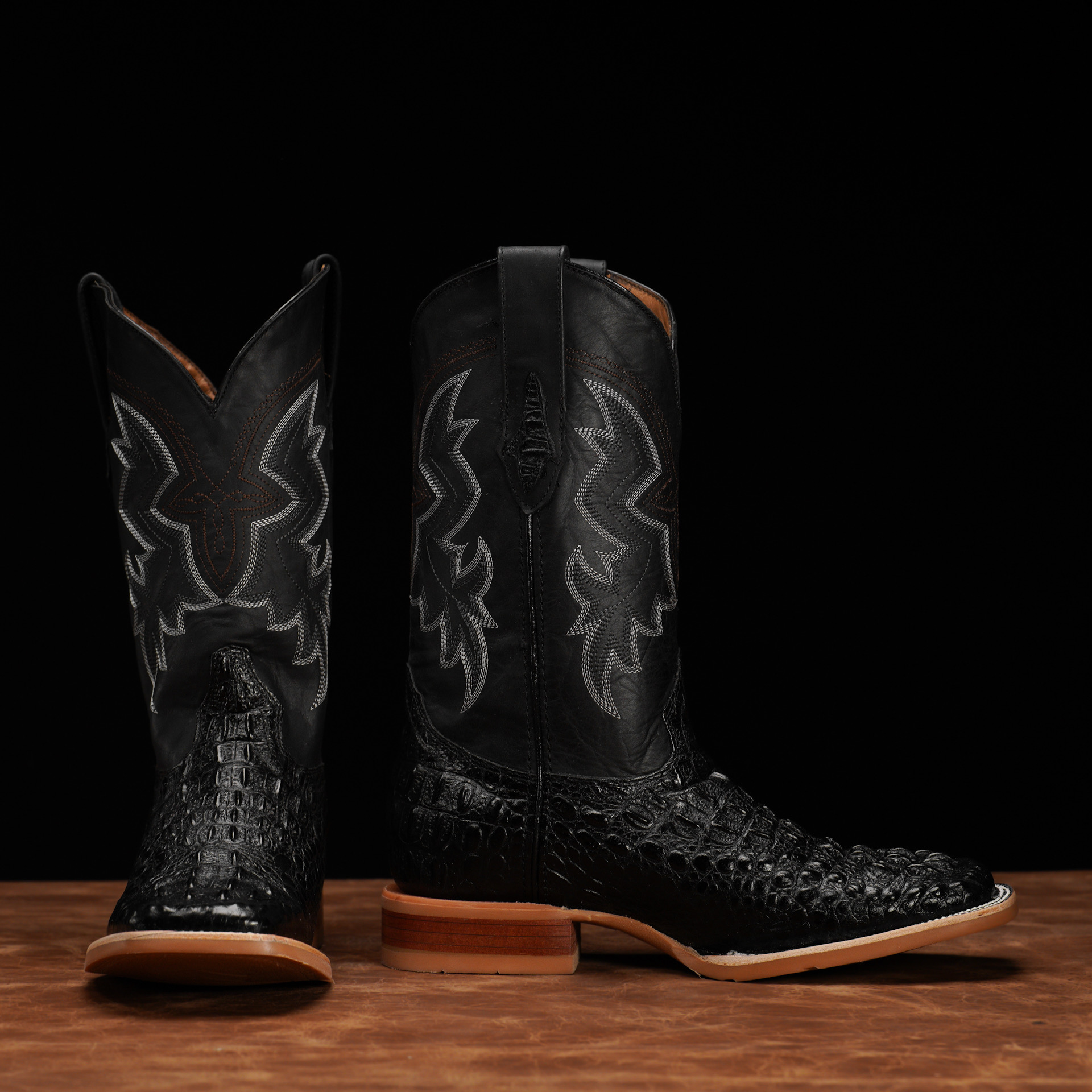 Black Caiman Neck - Square Toe - Image 2