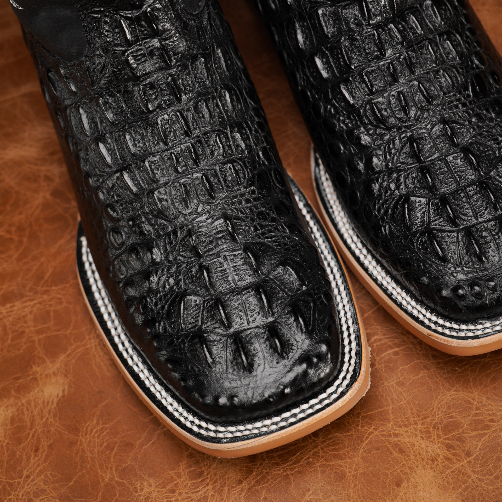 Black Caiman Neck - Square Toe - Image 3