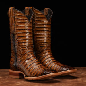 Full Honey Caiman Belly - Square Toe