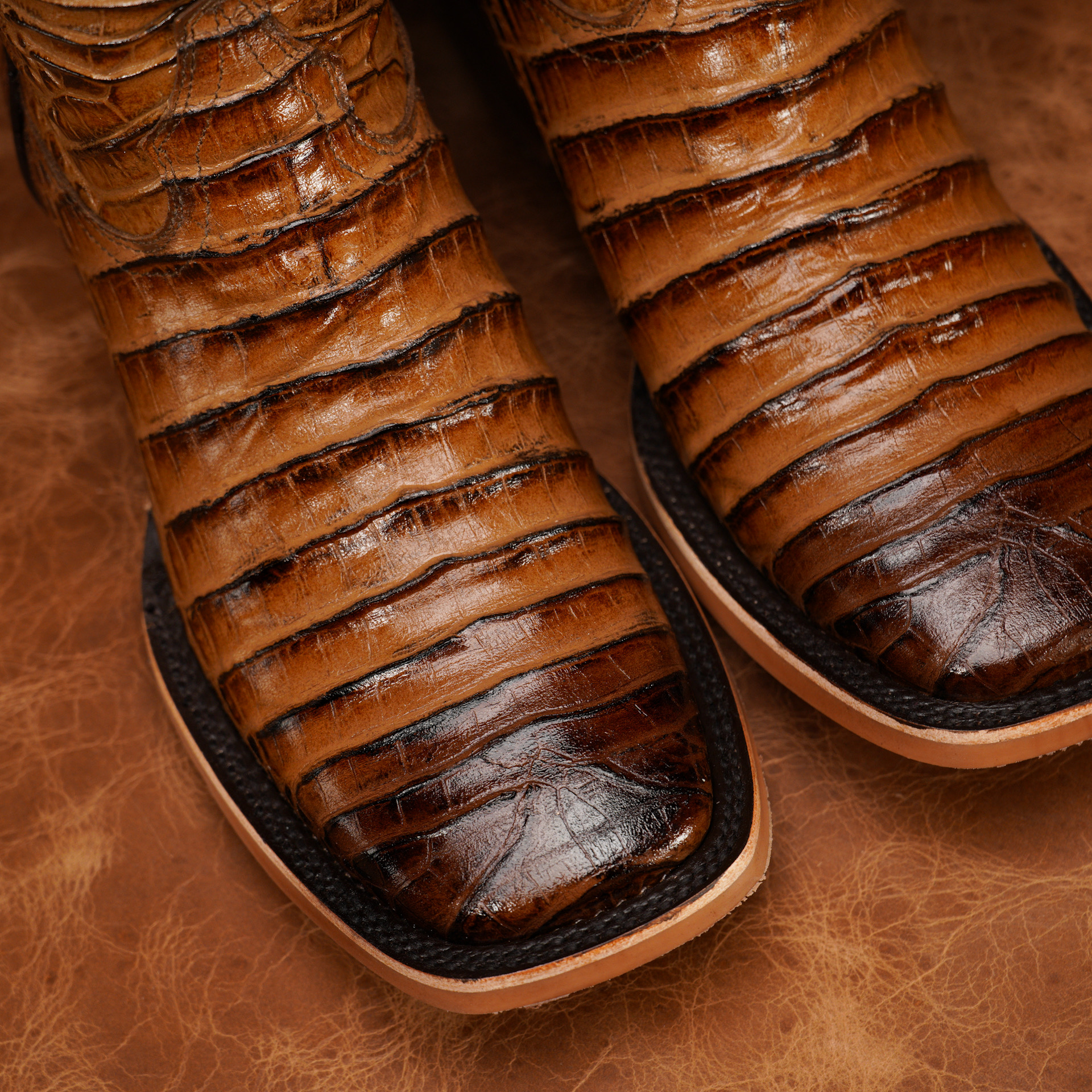 Full Honey Caiman Belly - Square Toe - Image 3