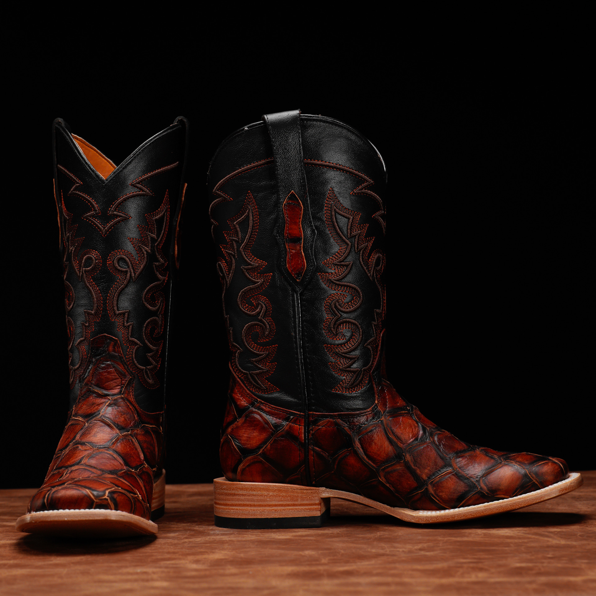 Cognac Rustic Fish Scale – Square Toe - Image 2