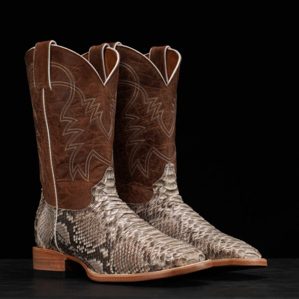 Python Buffalo Shoes AUTHENTIC Natural Python – Square Toe - Alfa Western WearAlfa Western Wear