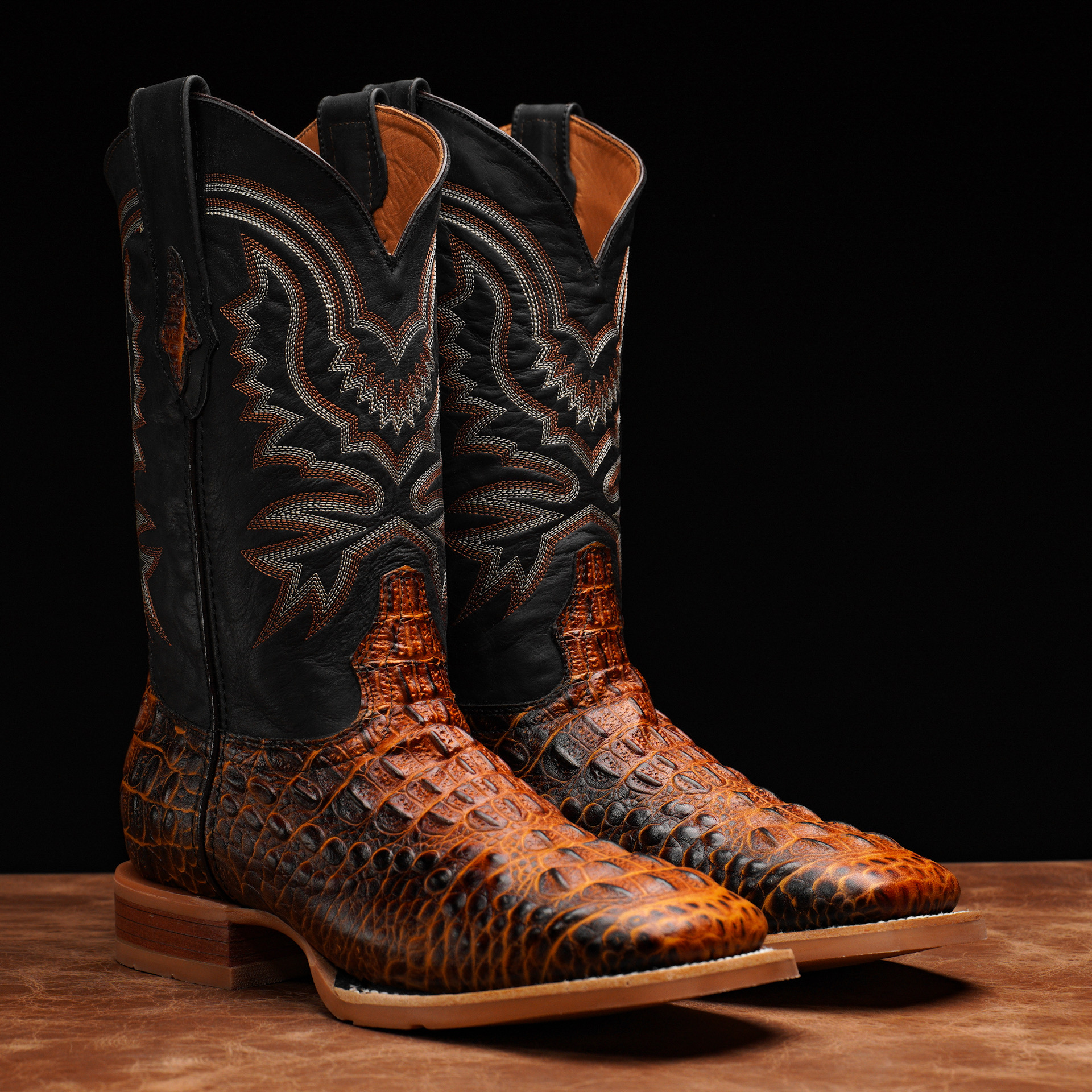 Cognac Caiman Neck - Square Toe