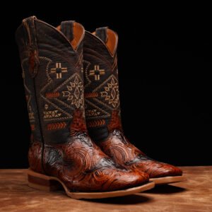 Cognac Hand Tooled - Square Toe