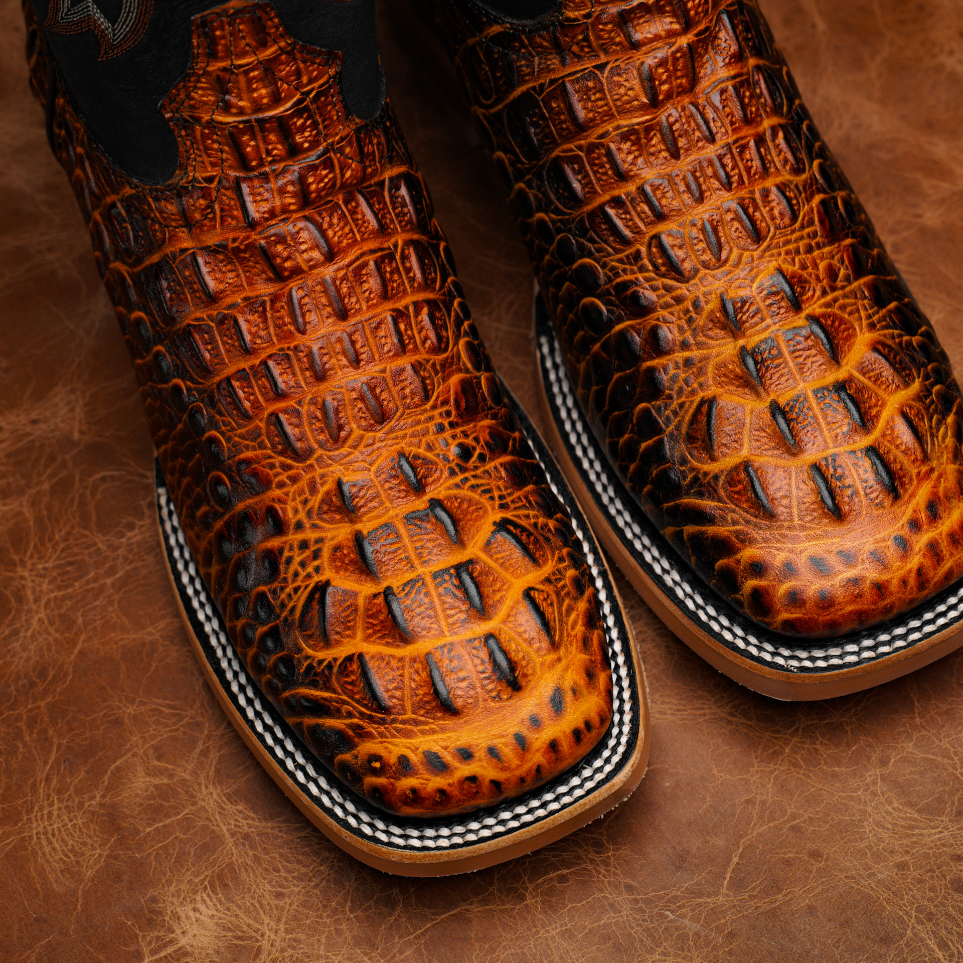 Cognac Caiman Neck - Square Toe - Image 3