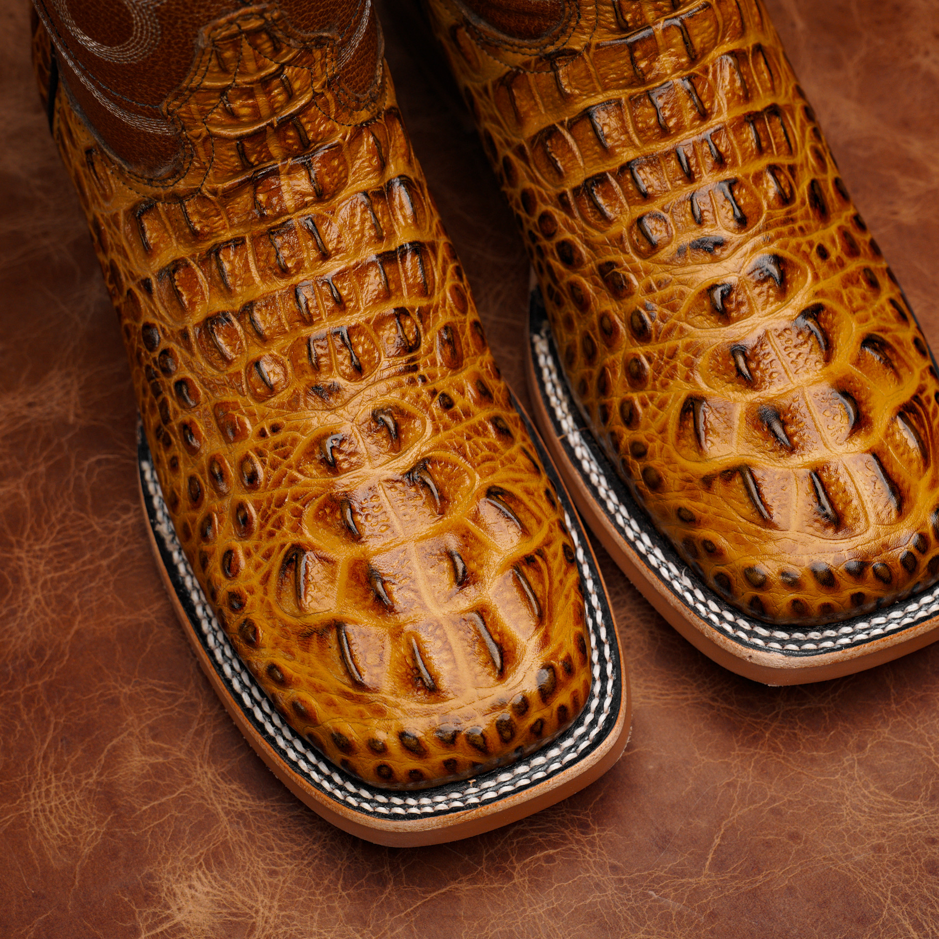 Honey Caiman Neck - Square Toe - Image 3