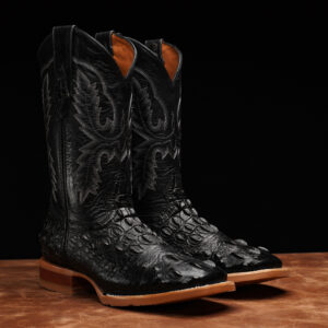 Black Caiman Neck - Square Toe