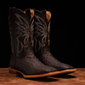 Matte Brown Ostrich – Square Toe