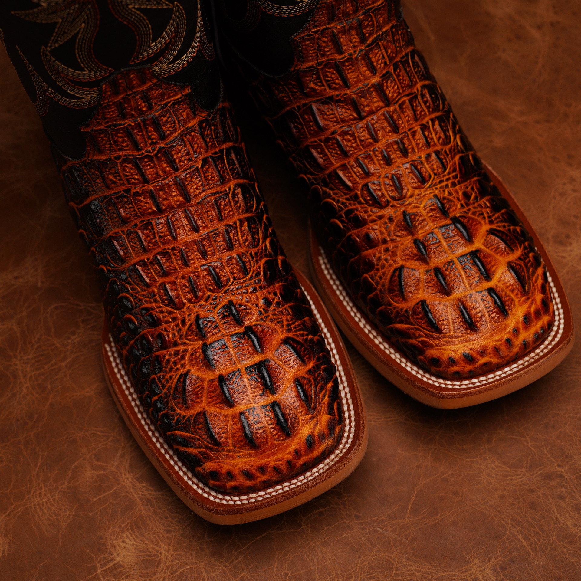 Cognac Caiman Neck - Square Toe - Image 3