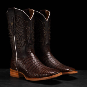 AUTHENTIC Brown Caiman Belly – Square Toe