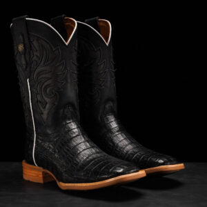 AUTHENTIC Black Caiman Belly – Square Toe