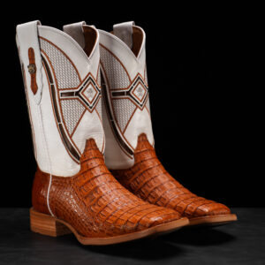 AUTHENTIC Brandy Caiman Horn Back – Square Toe