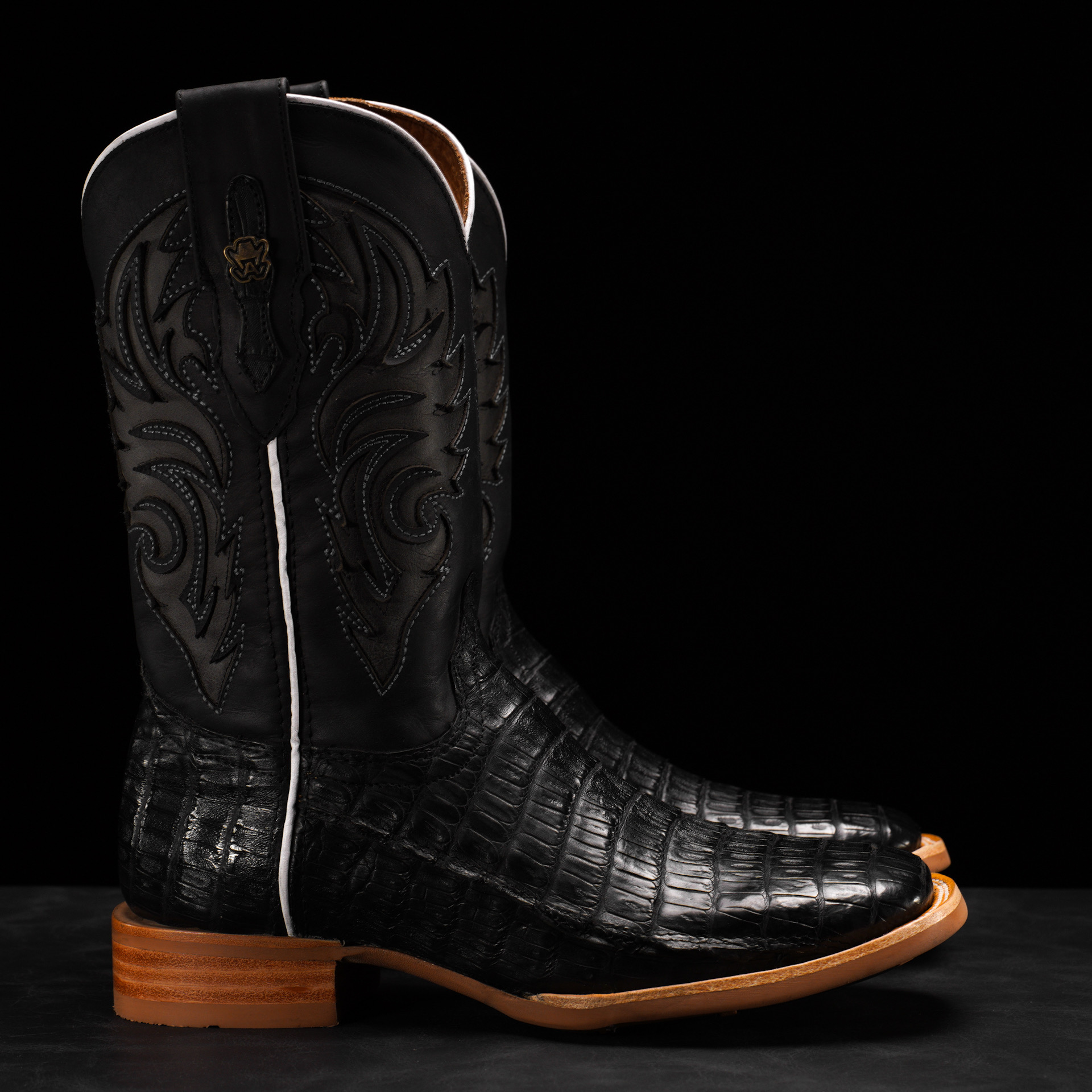 AUTHENTIC Black Caiman Belly – Square Toe - Image 2