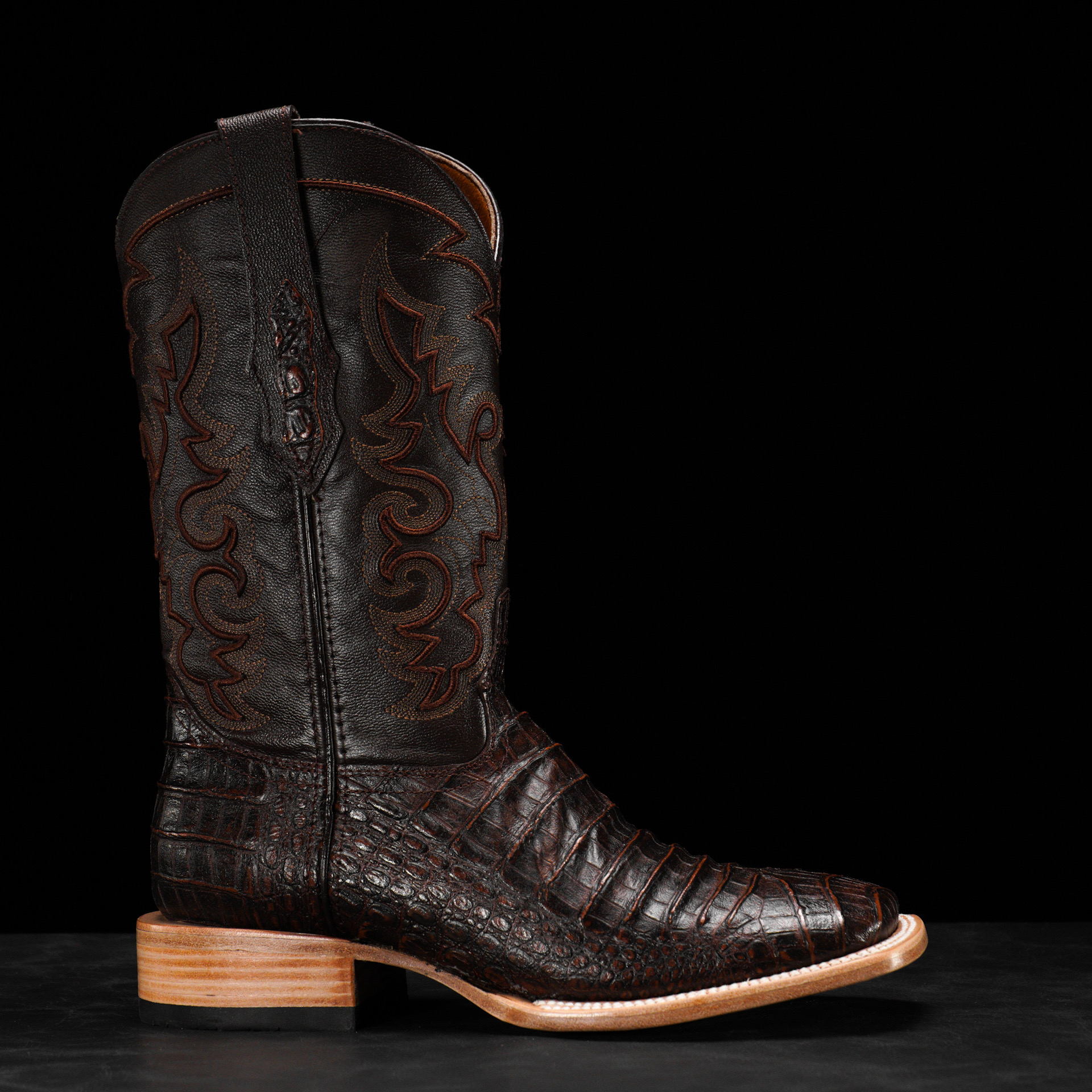 Cognac Caiman Belly - Square Toe - Image 2