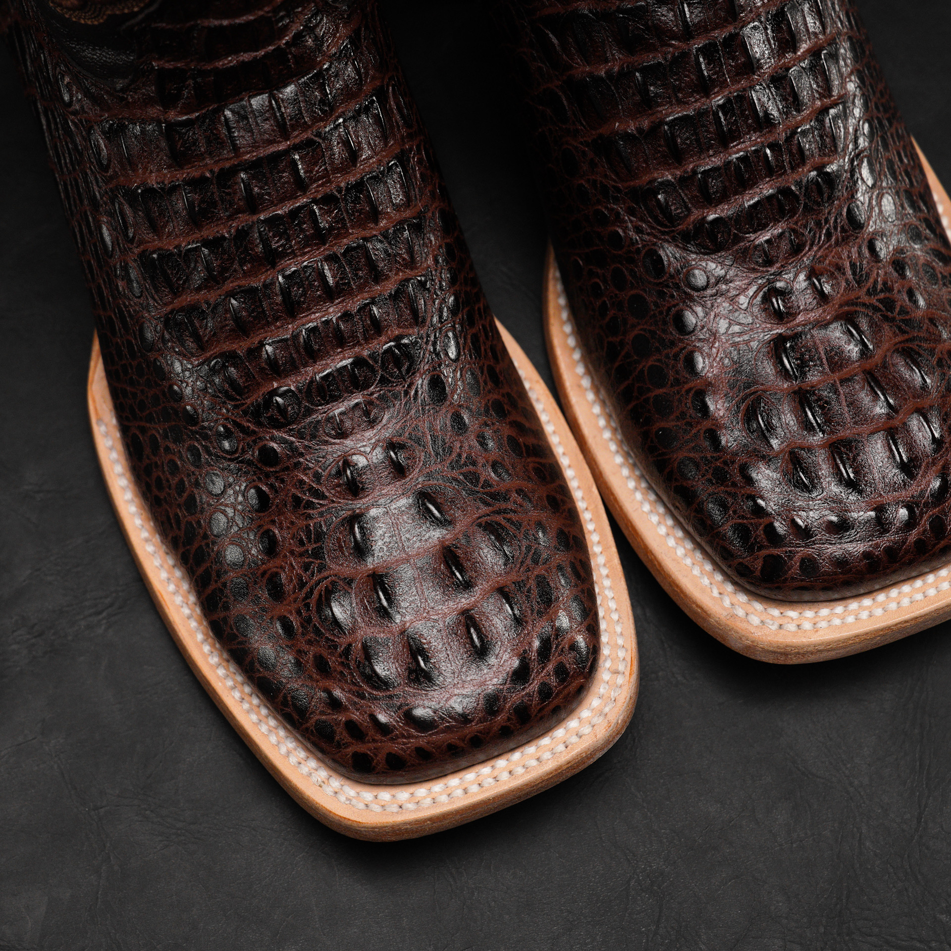 Brown Caiman Neck - Square Toe - Image 3