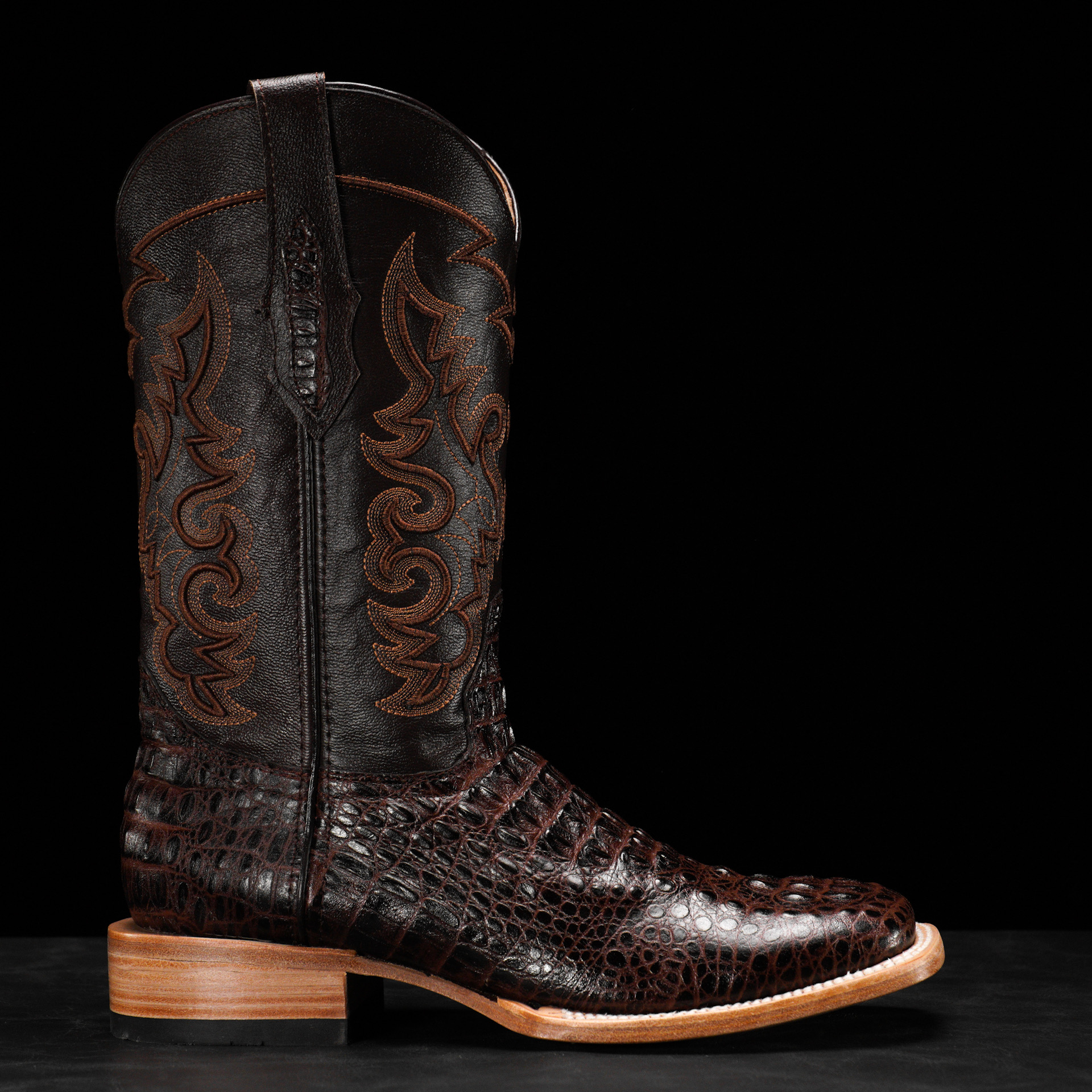 Brown Caiman Neck - Square Toe - Image 2