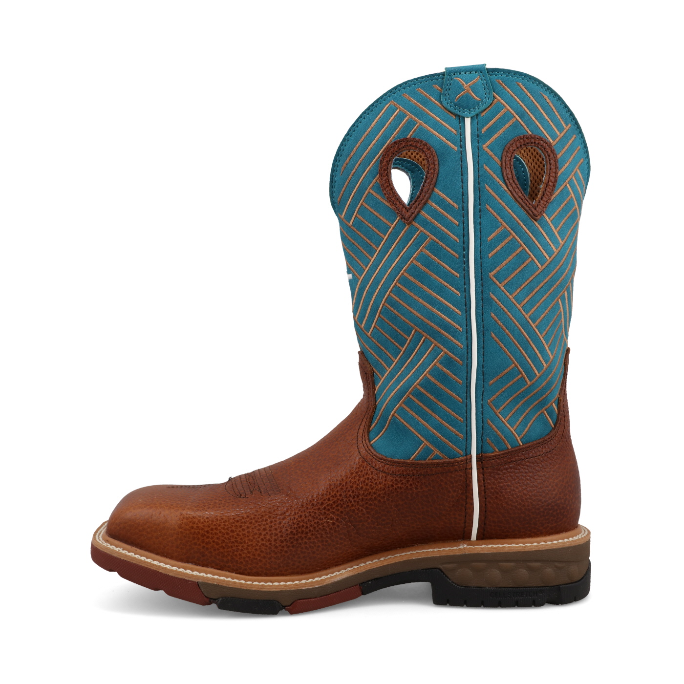 Twisted X Waterproof Western Work Boot Sequoia & Turquoise - Square Toe (Steel Toe) - Image 3