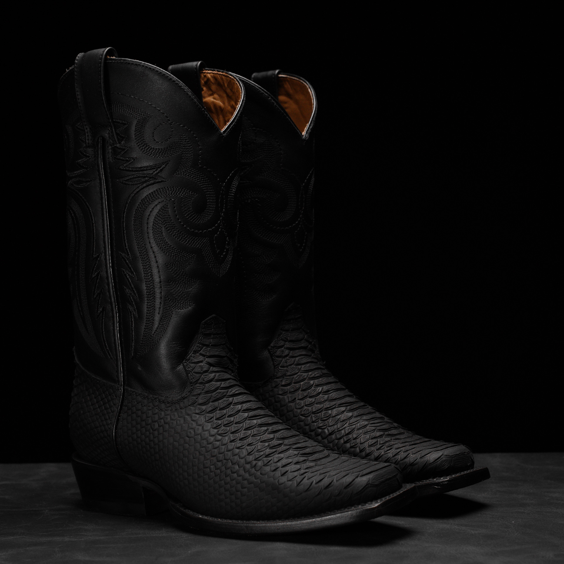 Matte Black Python – Rodeo Toe